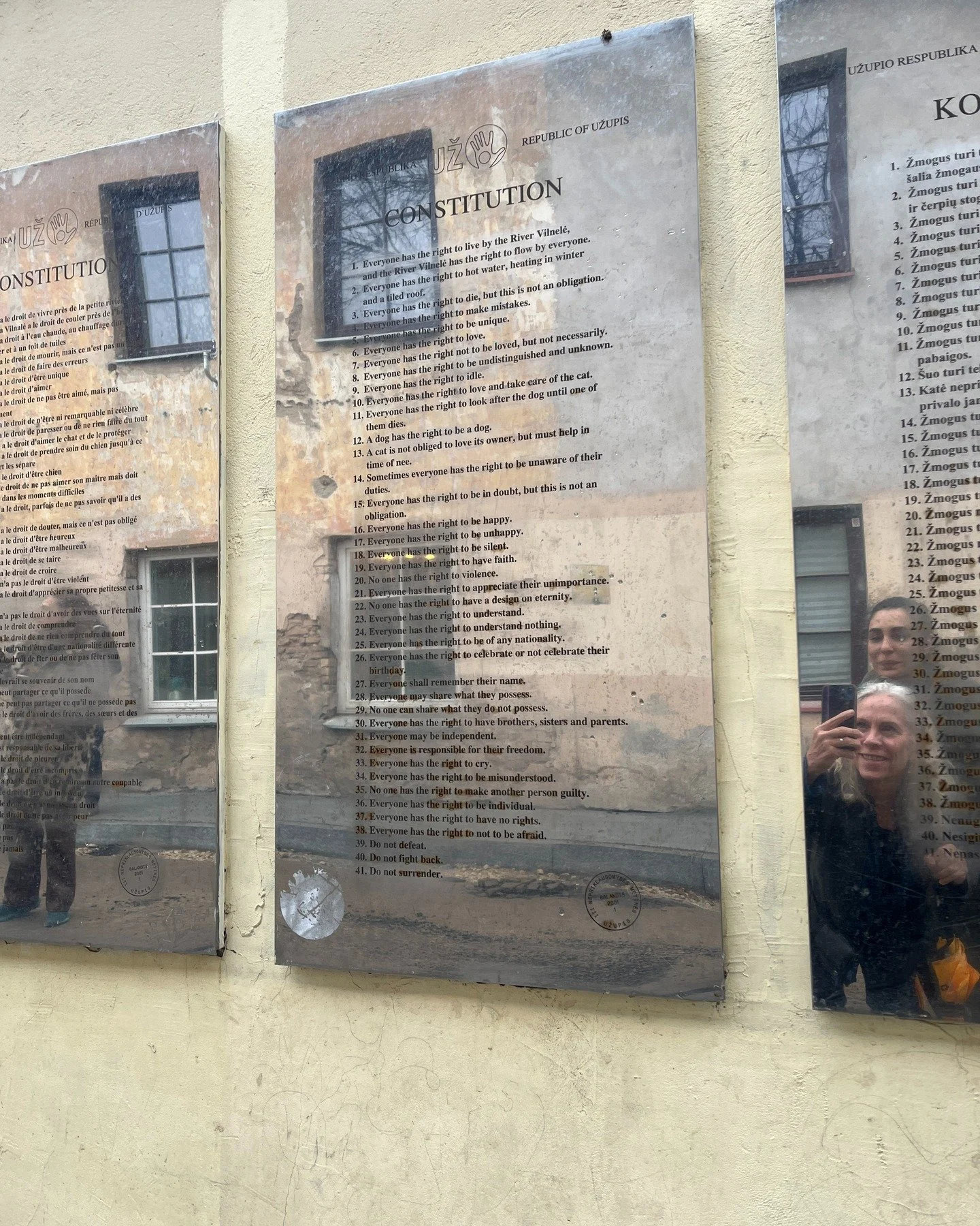 Vilnius has a neighborhood called Uzupis, a district popular with artists and other quirky people. In 1997 the district declared itself an independent republic with its own constitution, which includes amongst its 38 articles that everyone has a righ