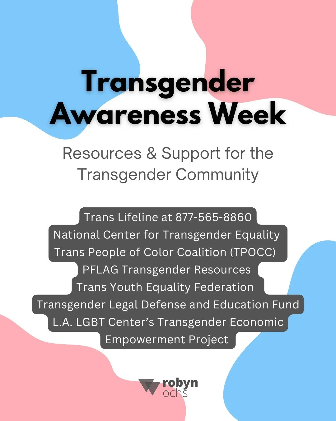 Tomorrow is Transgender Day of Remembrance (TDOR). I stand in solidarity with the trans community, honoring those we've lost by supporting those who are here.

Sharing a handful of resources, from crisis helplines to legal and economic services, to e