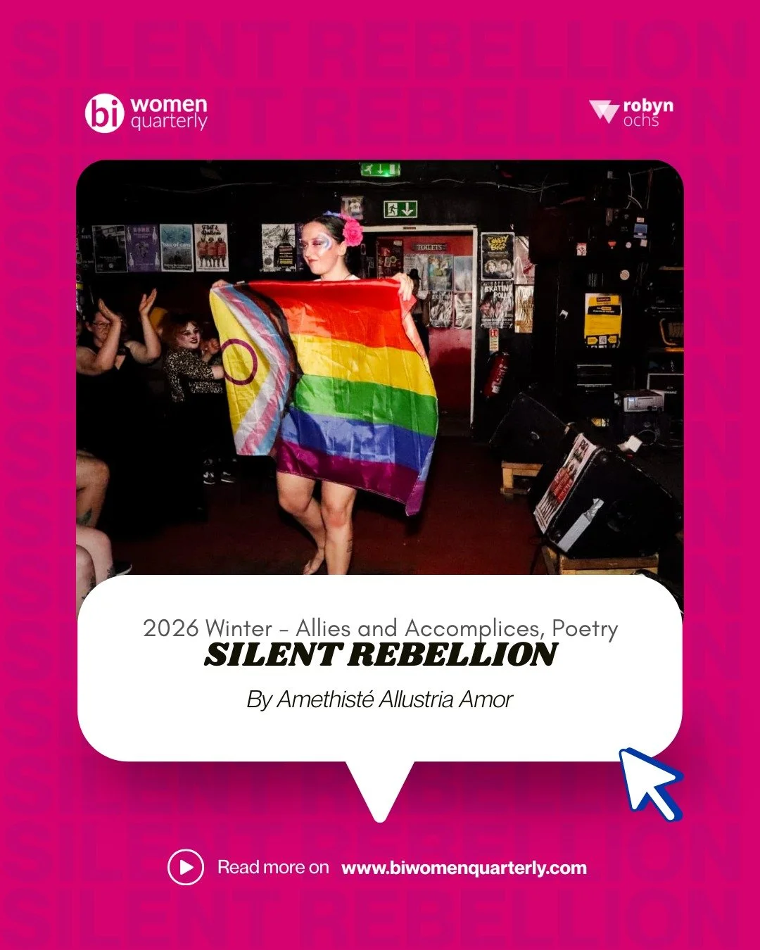 Not all resistance is loud; sometimes it lives in how we show up, how we love, how we dress, and how we build community and joy in a world that tells us not to. 

Read Amethist&eacute; Allustria Amor&rsquo;s poem &ldquo;Silent Rebellion,&rdquo; a pow