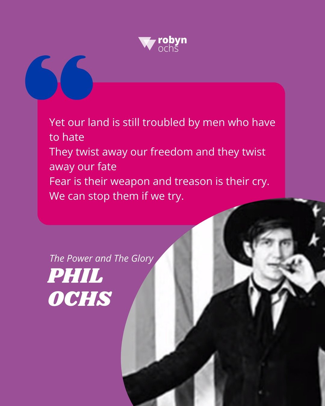 In the early 1960s, my uncle wrote a love song to the United States called "Power and the Glory." This is the 4th verse:

Yet our land is still troubled by men who have to hate
They twist away our freedom and they twist away our fate
Fear i