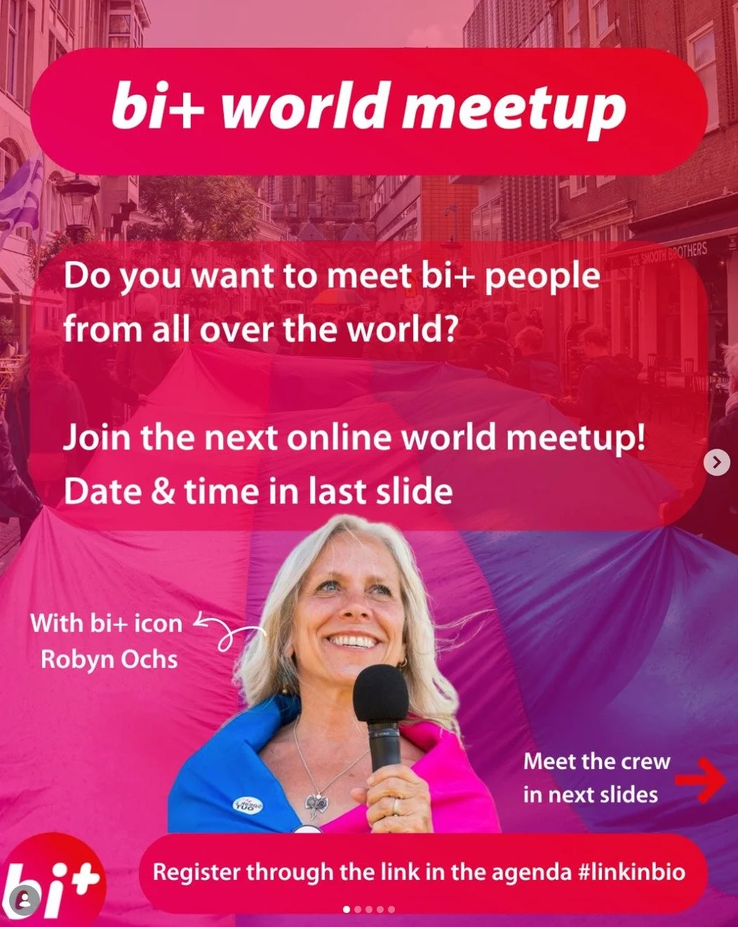 The first Bi+ World Meetup of 2026 is tomorrow, Feb 6, at 4 PM ET! This free online event is a unique chance to connect with a global network and share stories.

For me, being in this space feels affirming. It is like a big, warm global hug, and I lo