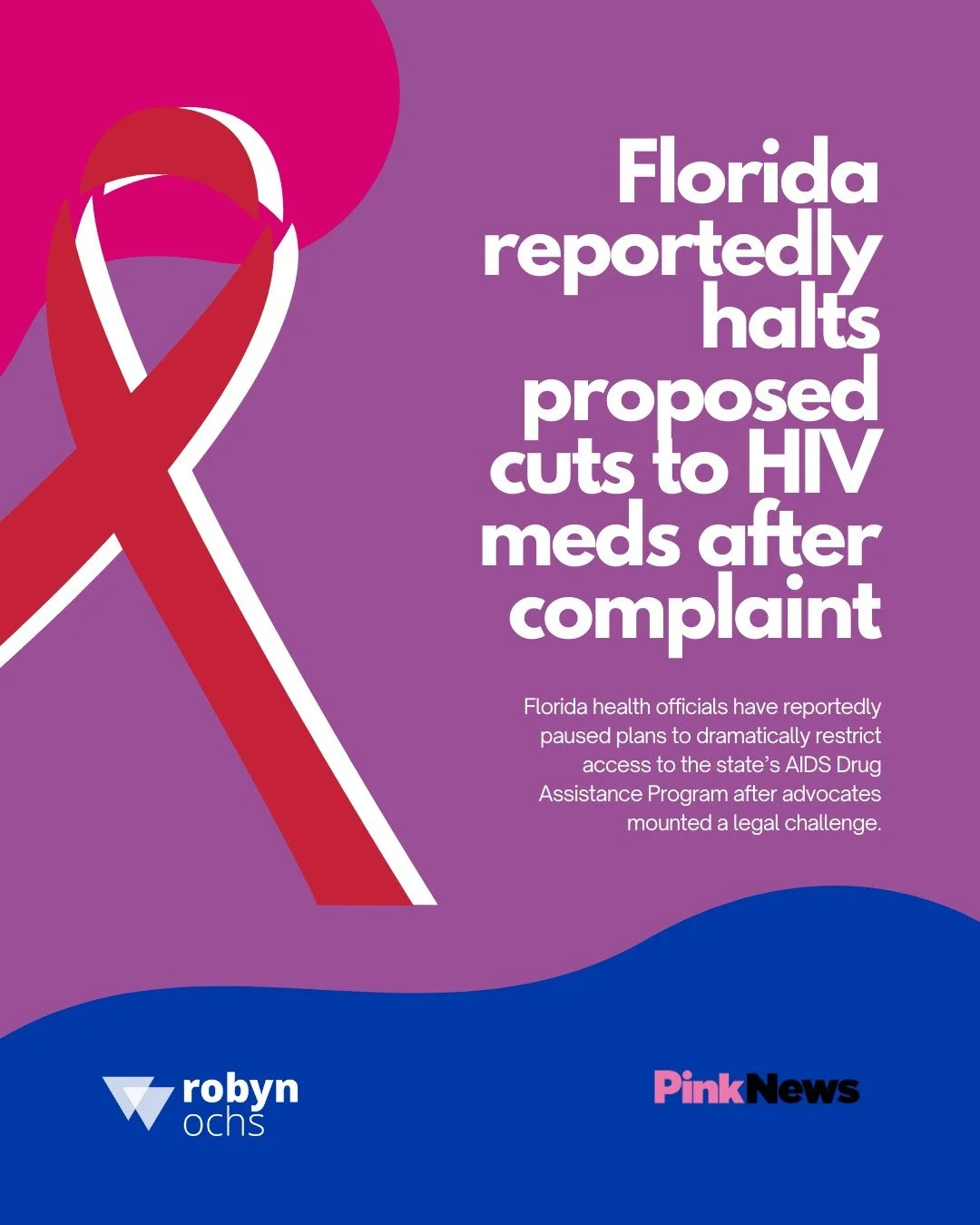 Advocacy works! ✊ Florida has reportedly paused plans to drastically restrict access to the AIDS Drug Assistance Program (ADAP) after a legal challenge from advocates.

The proposed cuts would have slashed income eligibility from 400% of the federal 