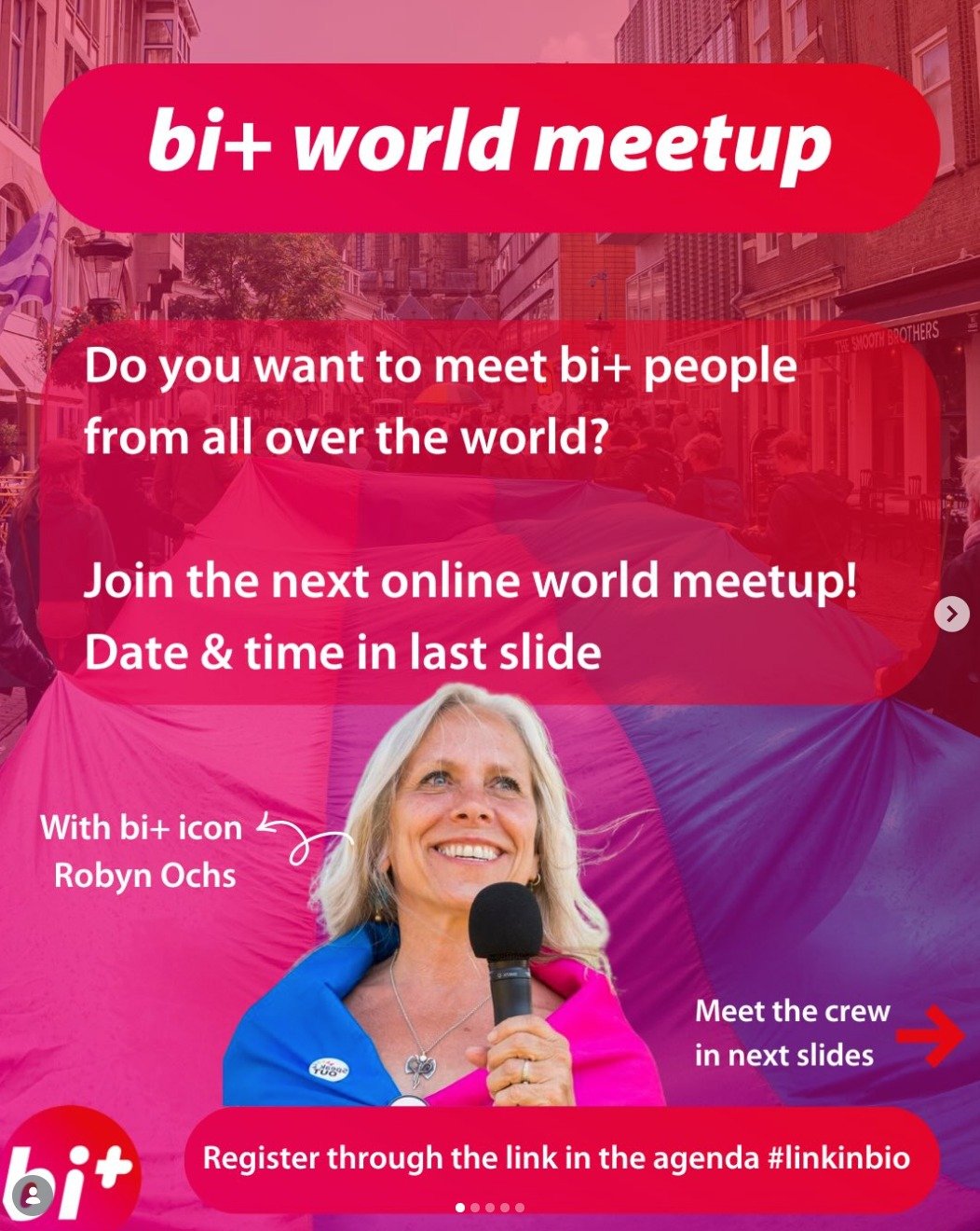 The first Bi+ World Meetup of 2026 is tomorrow, Feb 6, at 4 PM ET! This free online event is a unique chance to connect with a global network and share stories.

For me, being in this space feels affirming. It is like a big, warm global hug, and I lo