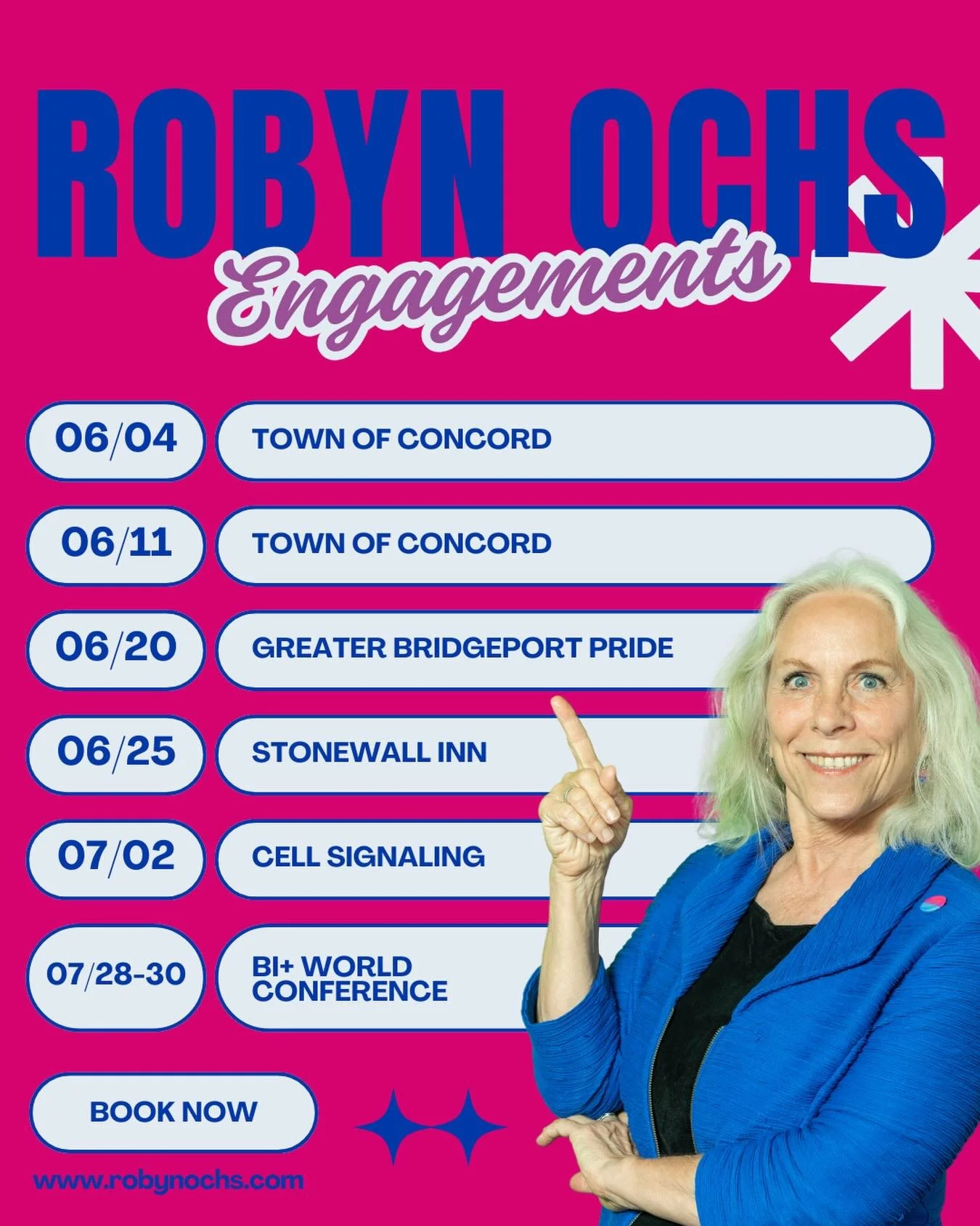 My June &amp; July schedule is packed with incredible Pride events, from local town programs in Concord to a visit to the historic Stonewall Inn, corporate spaces, and international conferences like the Bi+ World Conference in Amsterdam.

There is st