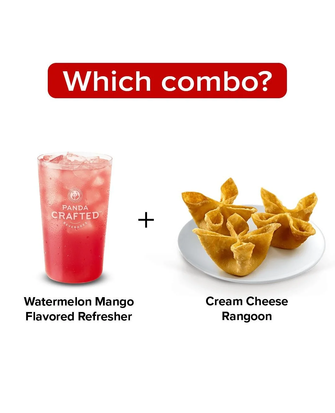 Which combo are you? 👇 
A) Watermelon Mango Refresher + Cream Cheese Rangoon 🥤🧡 
B) Pomegranate Pineapple Lemonade + The Original Orange Chicken® 🍋🐼 
C) Peach Lychee Refresher + Chicken Egg Roll 🍑🥠
Vote A/B/C in the comments, then swing b