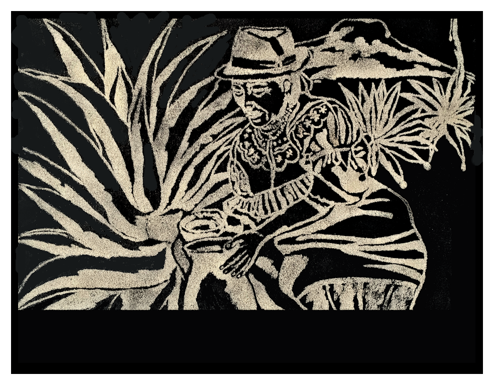  Mishky Warmy  Agave sap and bark on canvas 50 cm x 70 cm (19.7 in x 27.6 in)