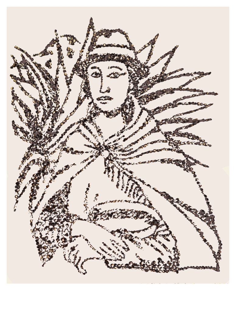  La Gioconda Andina  Agave thorns on canvas 60 cm x 50 cm (23..6 in x 19.7 in)
