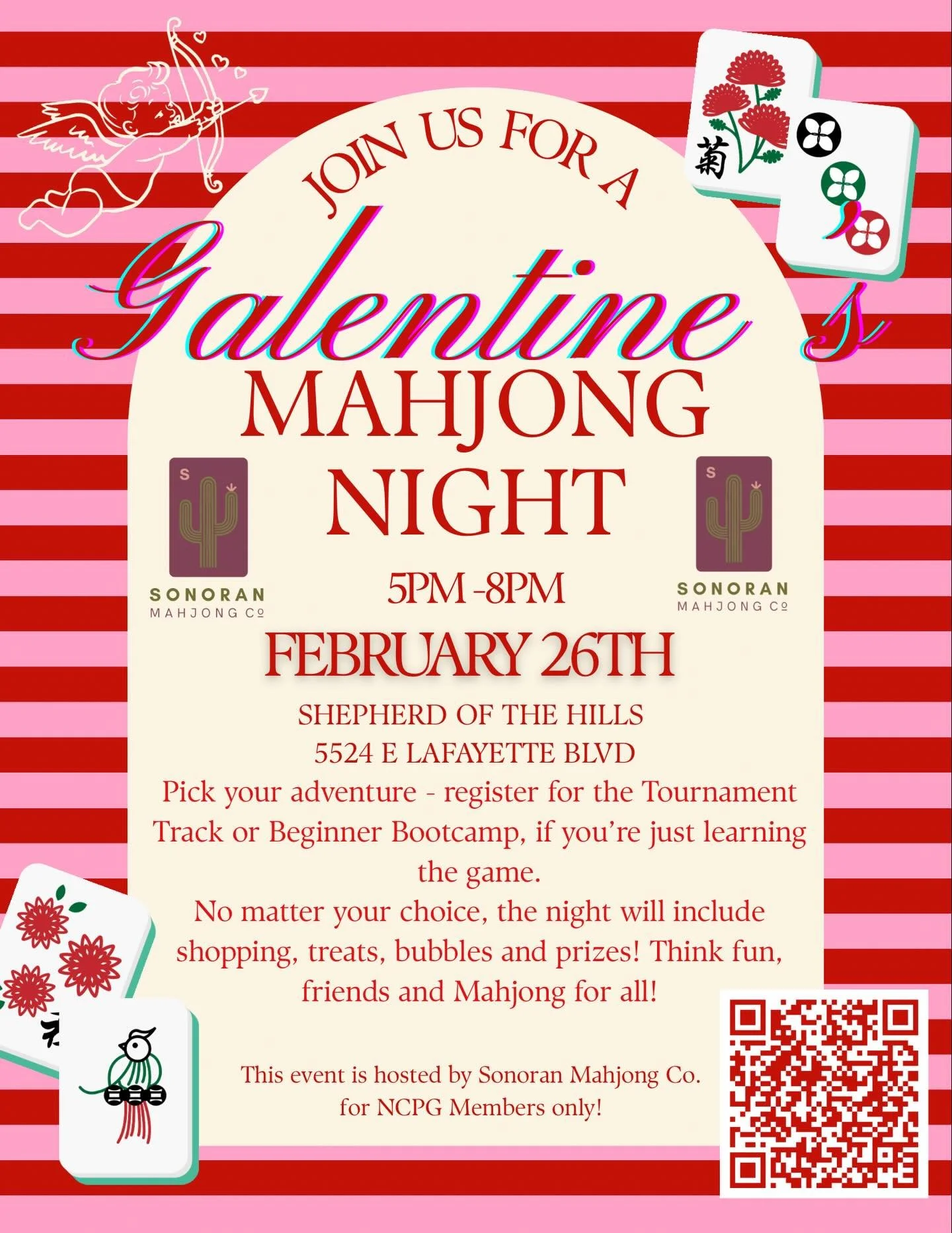 🚨Tickets Are Going FAST! 🚨

Beginners Bracket = SOLD OUT!

Tournament Bracket is still AVAILABLE!

Want a quick pre Galentine&rsquo;s Day Mahj lesson &amp; be ready for Tournament Play? Click the link in bio to sign up!

Expect lively tables, pop-u
