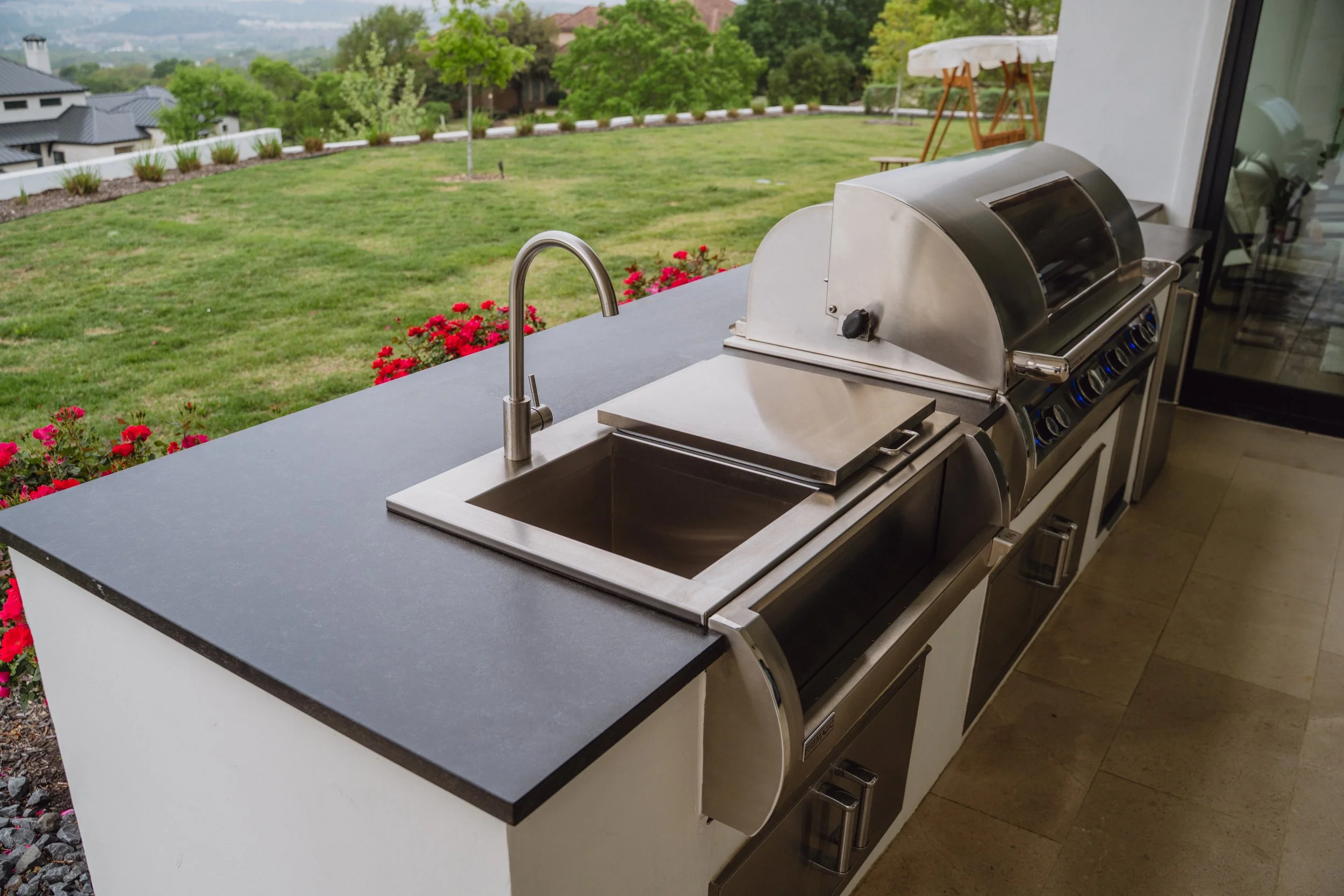Gas grill installation for outdoor kitchen by Cozy San Antonio