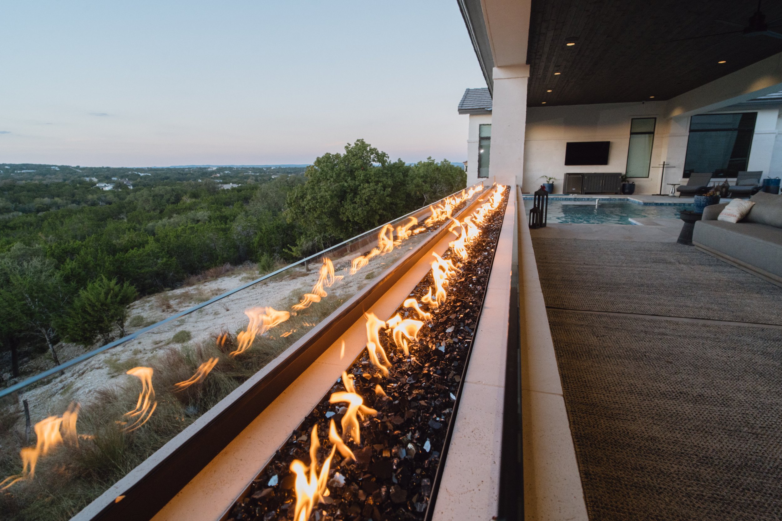 Cozy Fireplace electric fireplace outdoor patio fire rocks