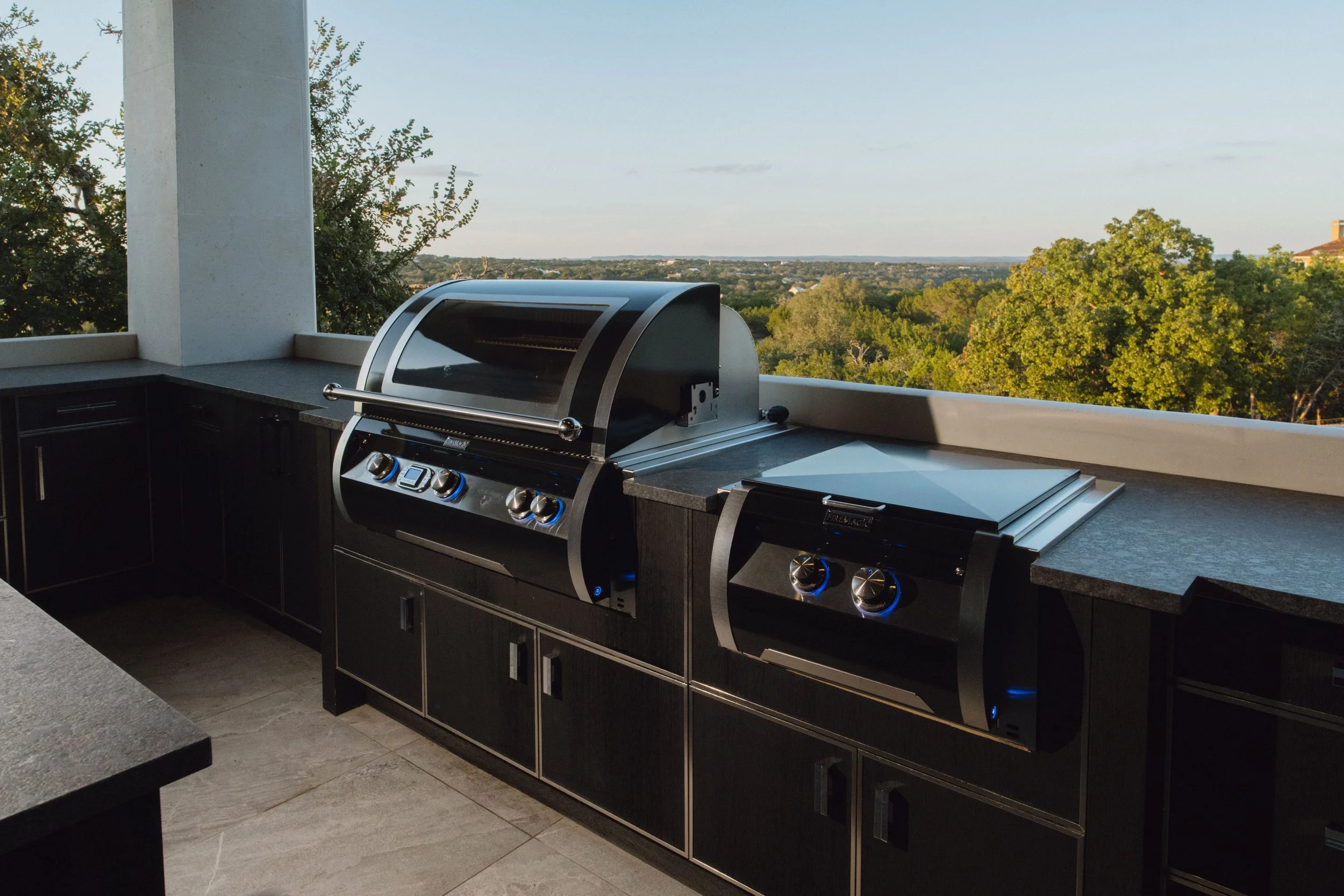 Outdoor kitchen construction featuring gas grill by Cozy San Antonio