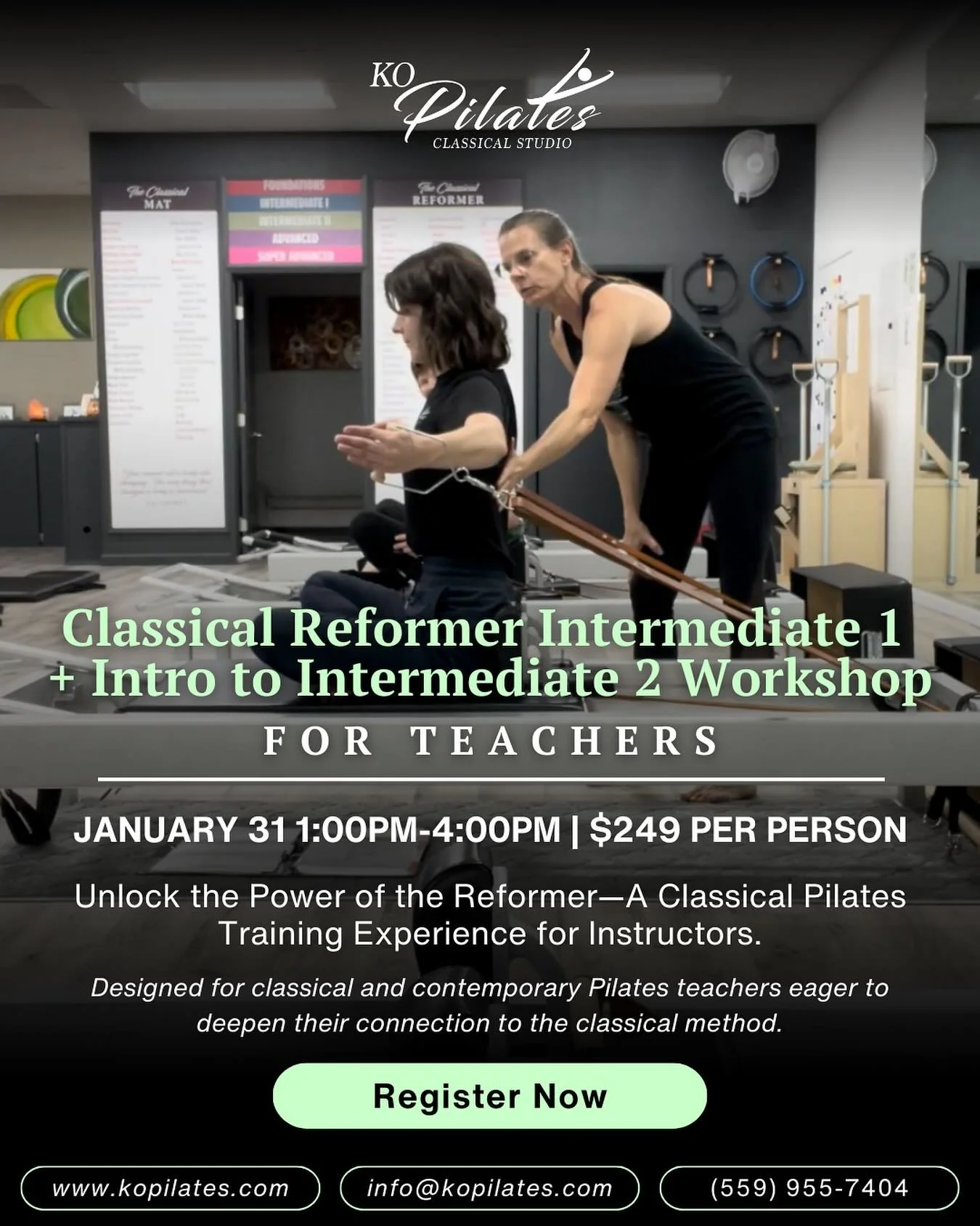 Begin the year with study and curiosity.

This teacher training workshop is for those who want to deepen their understanding of Classical Pilates and continue growing in their teaching.

January 31 1:00&ndash;4:00 PM Prather, CA
Sign up to join us.

