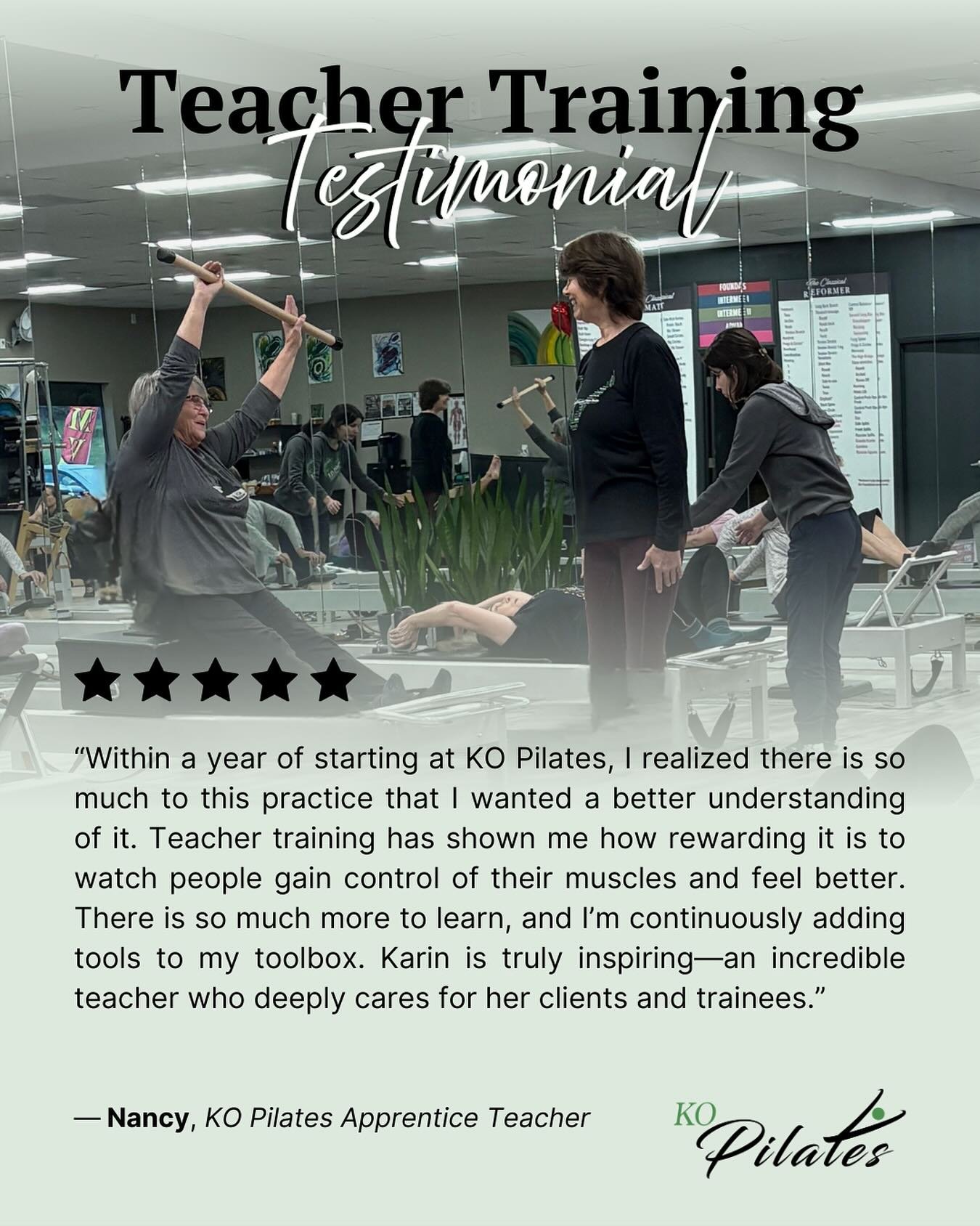 Teacher training at KO Pilates is about more than learning exercises&mdash;it&rsquo;s about developing confidence, deepening understanding, and making a meaningful impact through movement. 

Nancy&rsquo;s experience reflects the growth, care, and ded
