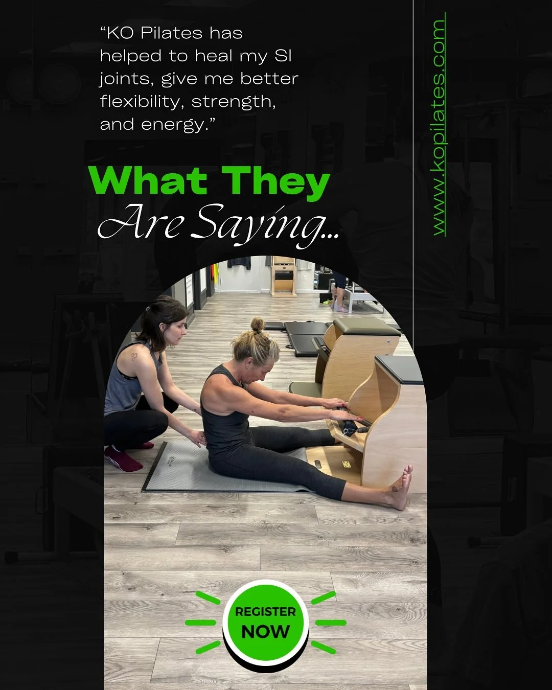 Movement that carries into everyday life. 

KO Pilates offers Private Sessions, Open Studio, Pilates for Active Aging classes, and Workshops to help you build a healthier lifestyle beyond the studio. 

Our sessions are designed to support strength, m