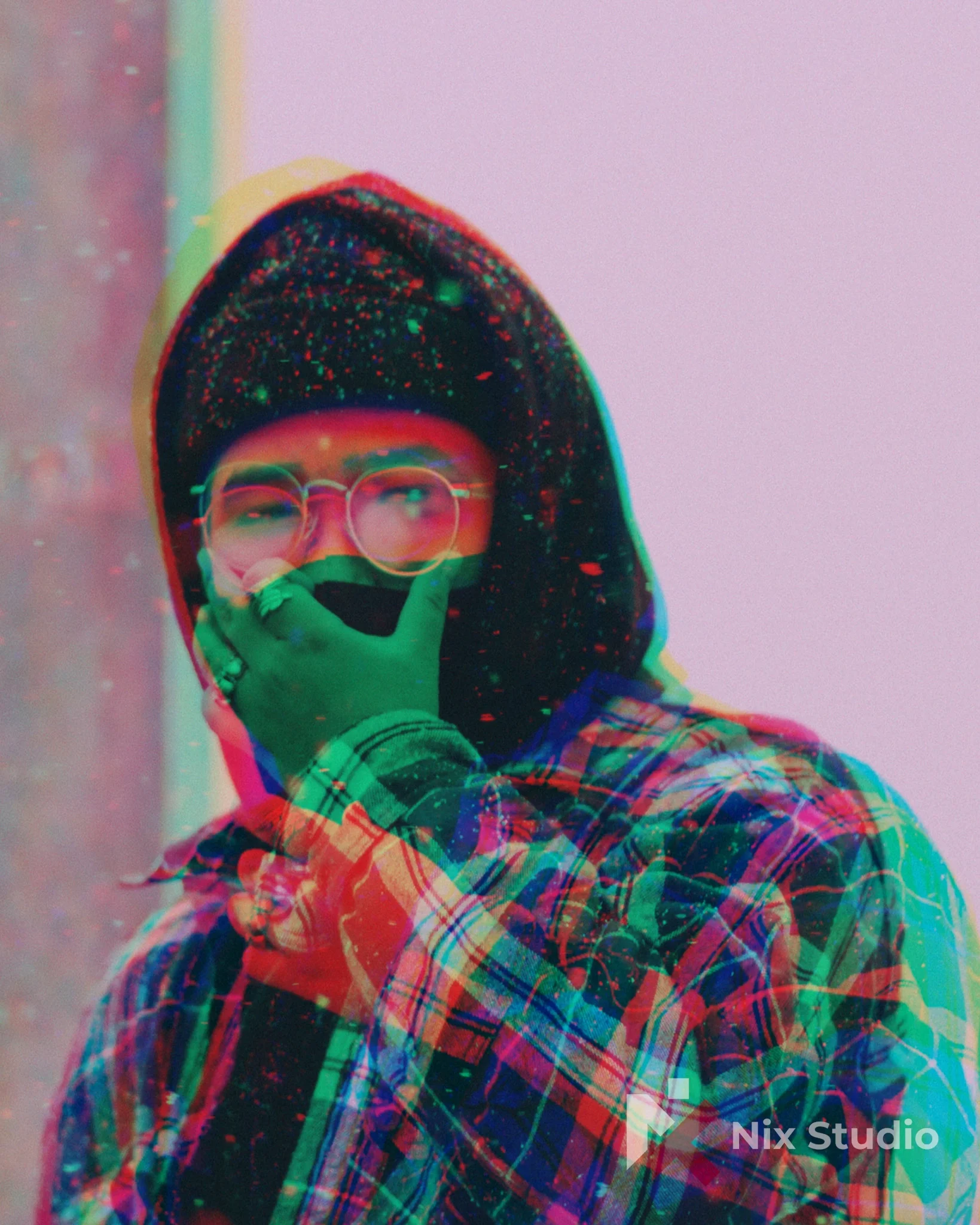 Harrison effect, portrait of man in Morden, Manitoba during snow