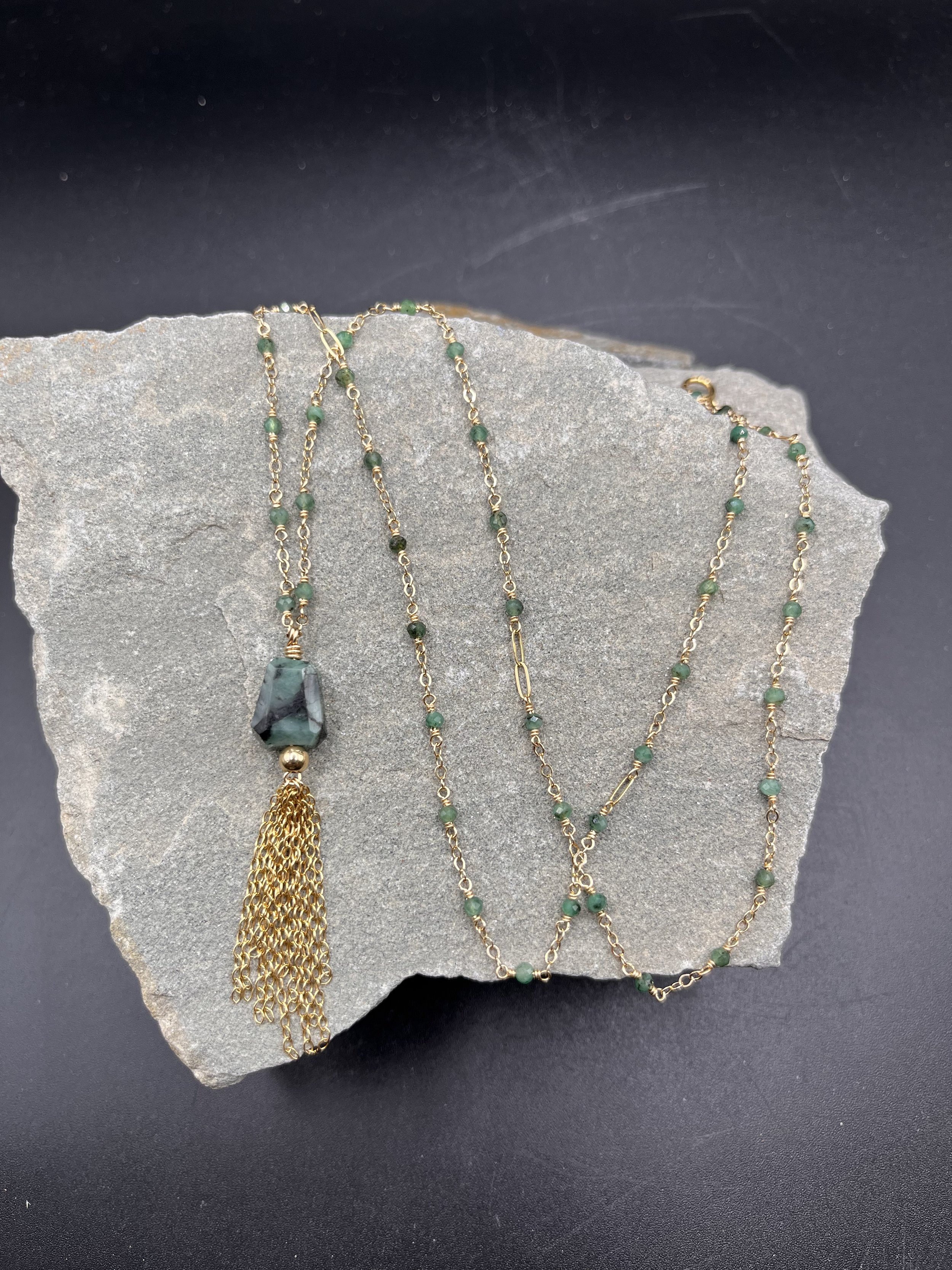 Emerald on Gold with pendant
