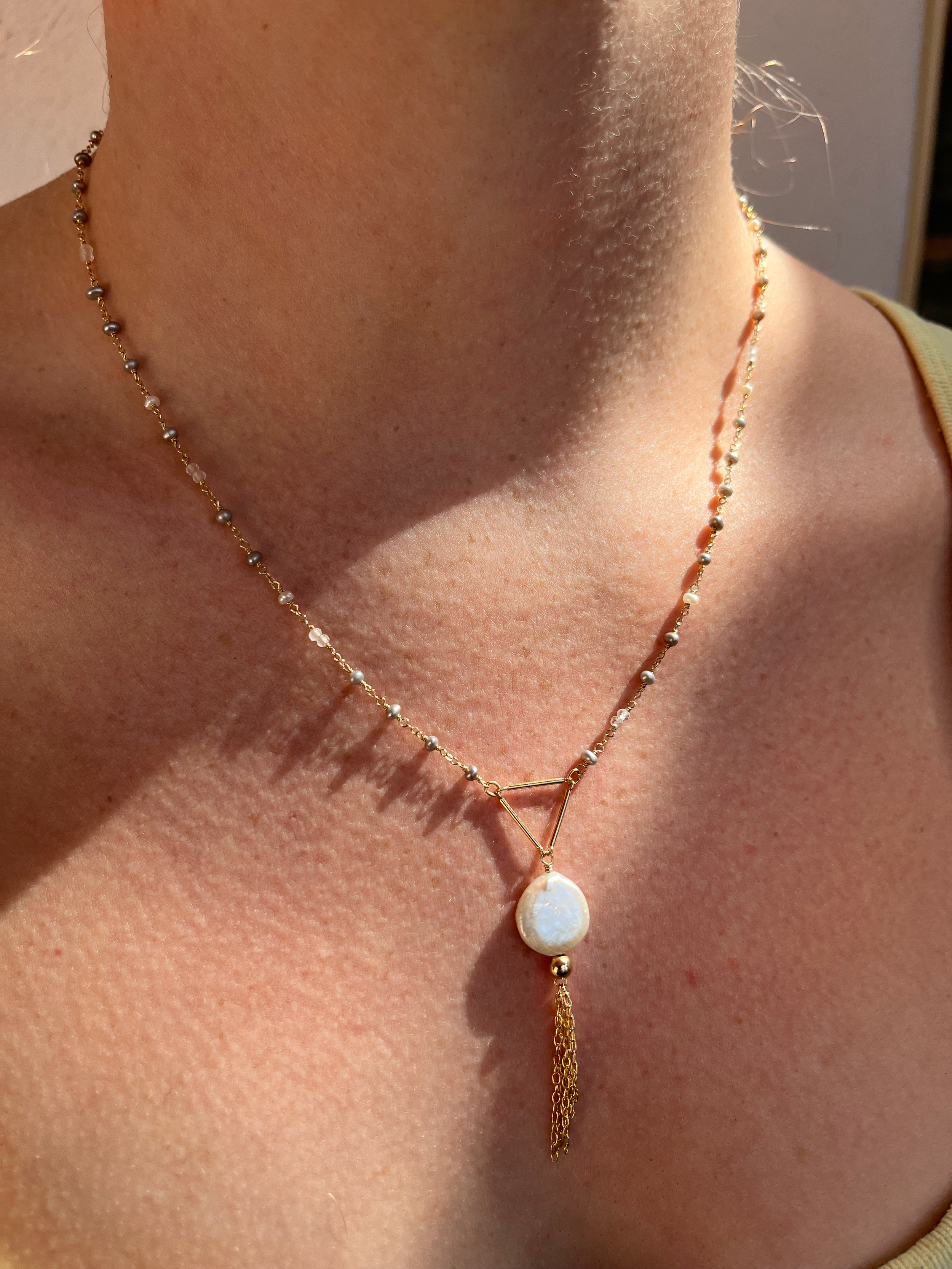 Pearl & Moonstone with pendant