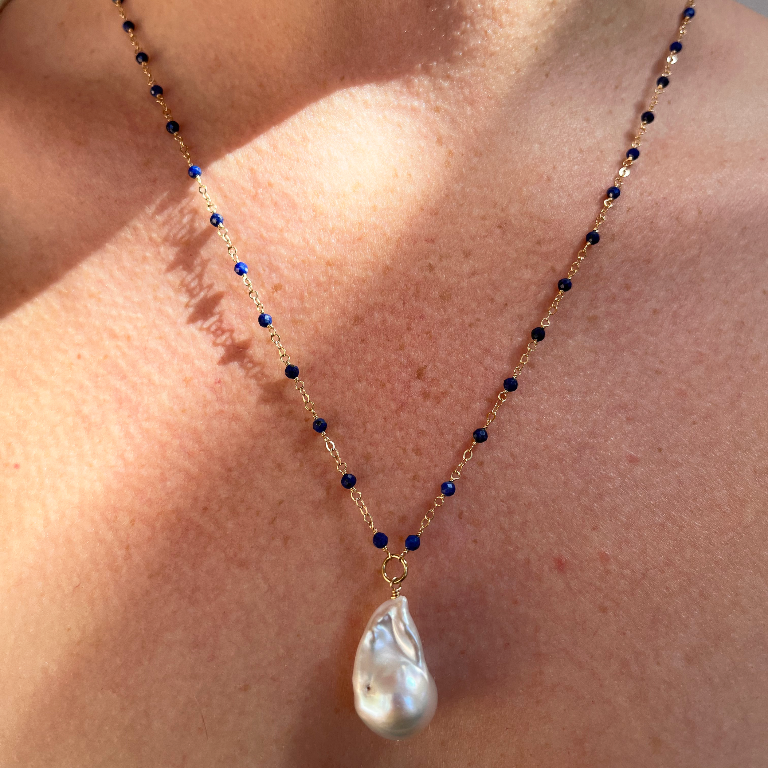 Lapis with Baroque pearl
