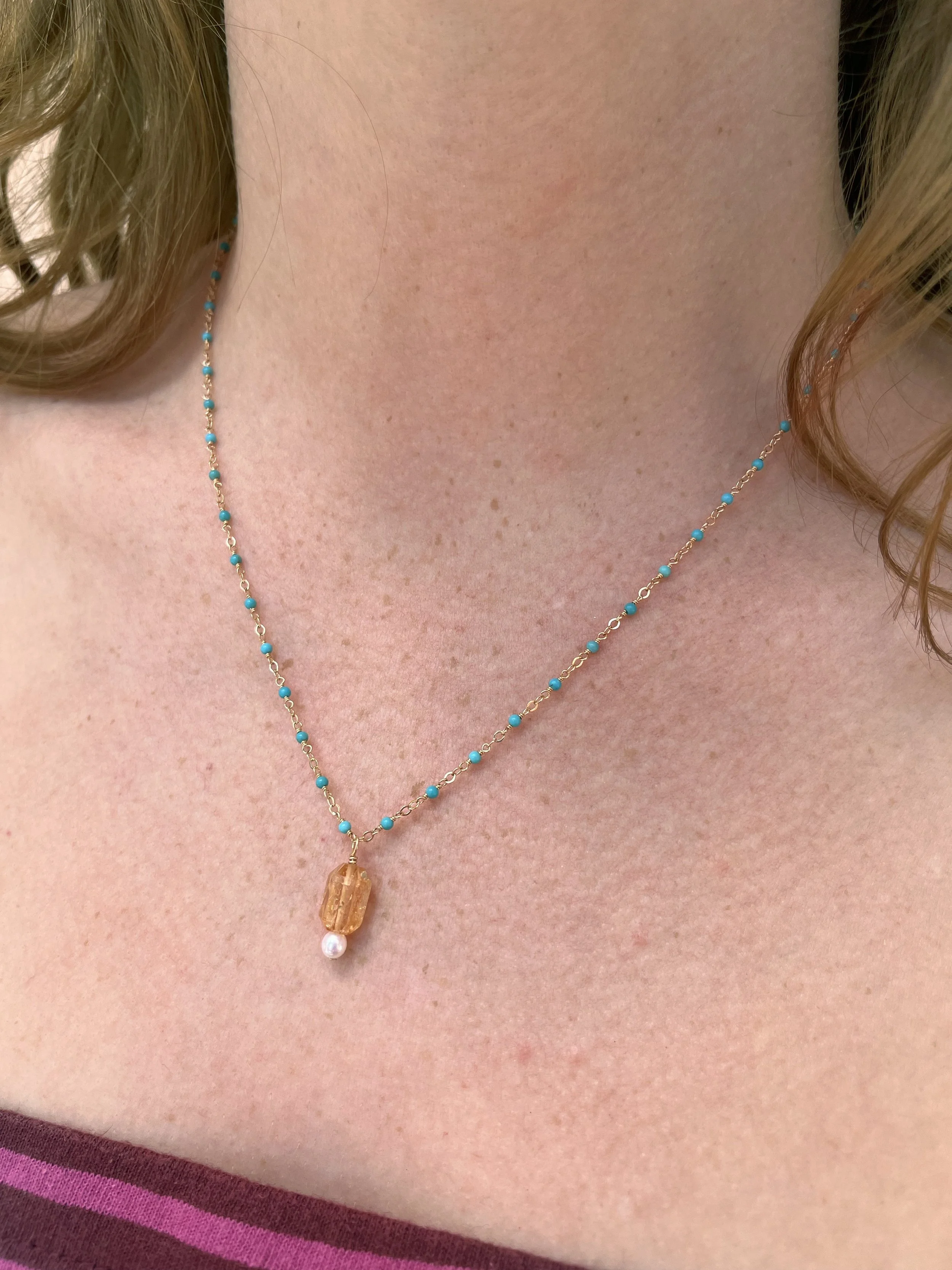 Turquoise & Topaz on Gold