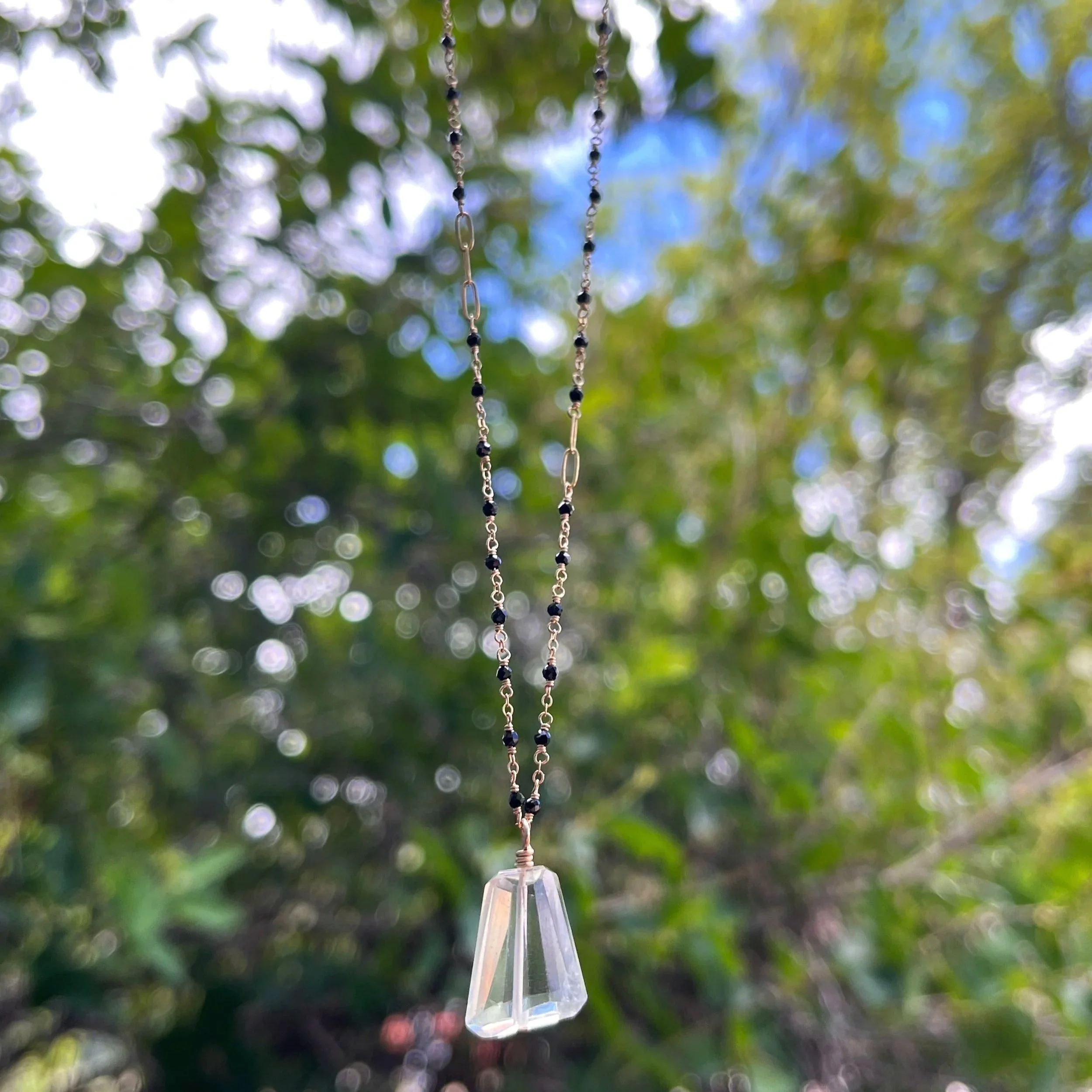 Black spinel & Green amethyst