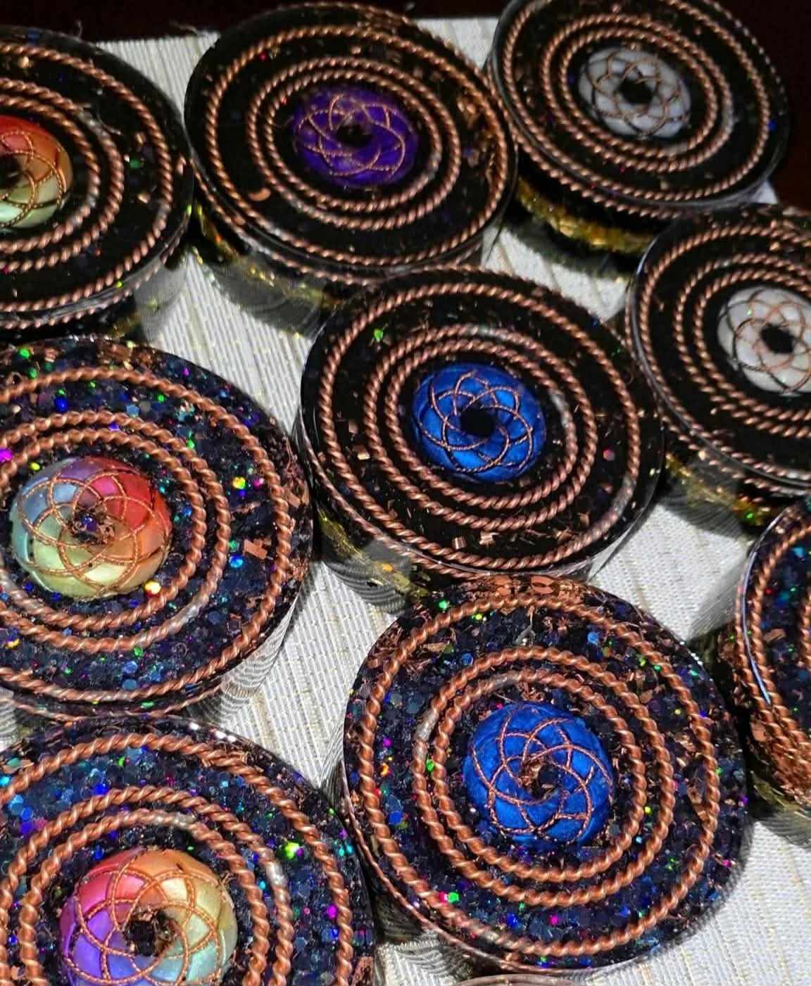 Crystal Tensor Orgonite Water Charging Plates with Tensor Rings, Restructure Water, Charging Plate, Lost, Sacred, and Empowerment cubit