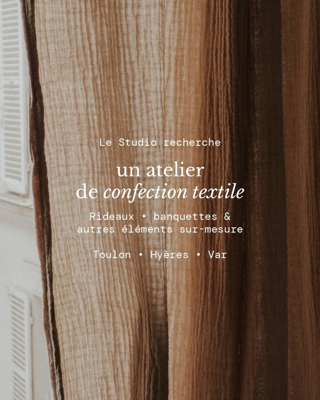 Pour enrichir mon r&eacute;seau de partenaires locaux, je suis actuellement &agrave; la recherche d'ateliers de confection textile dans le secteur de Toulon, Hy&egrave;res et leurs environs.

Si vous &ecirc;tes artisan, atelier de confection ou si vo