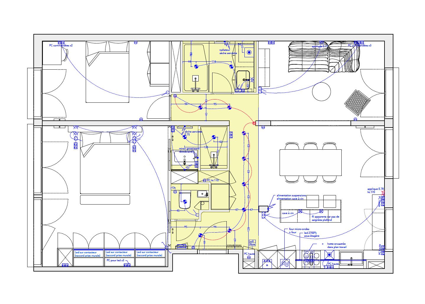 Exemple de plan électrique réalisé dans le cadre d'un projet de rénovation intérieure.