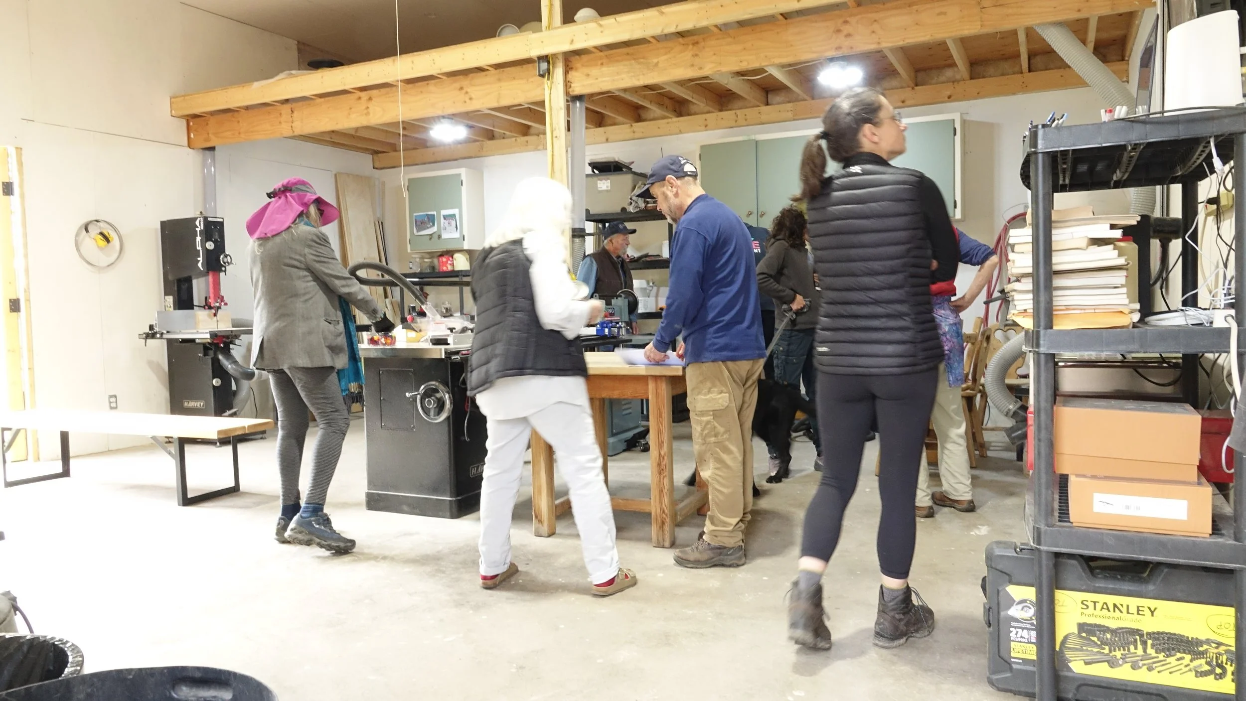 Girl Guide Leaders learn woodworking shop
