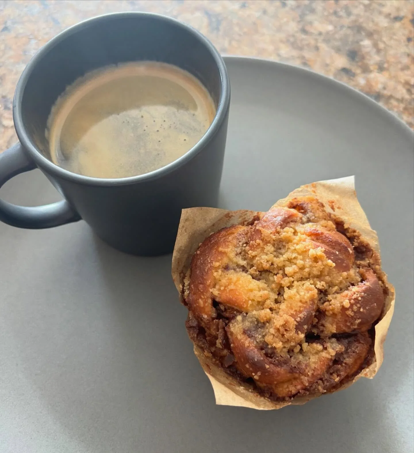 💕 Our love language? A fresh baked cinnamon babka muffin and a good cup of coffee