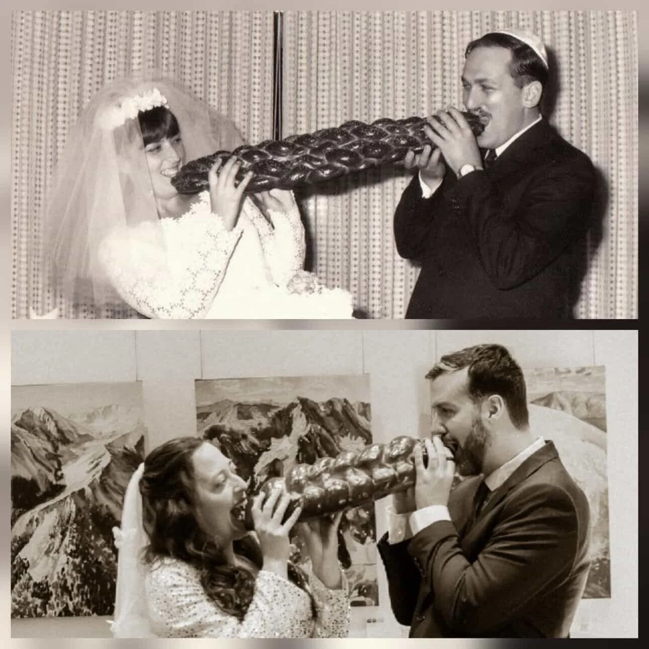 Generations later&hellip; still celebrating with challah! 

We were fortunate enough to bake for an engagement celebration where they recreated one of their grandparents&rsquo; photo! Just part of why we do what we do ✨💖

Photos thanks to @shanettep