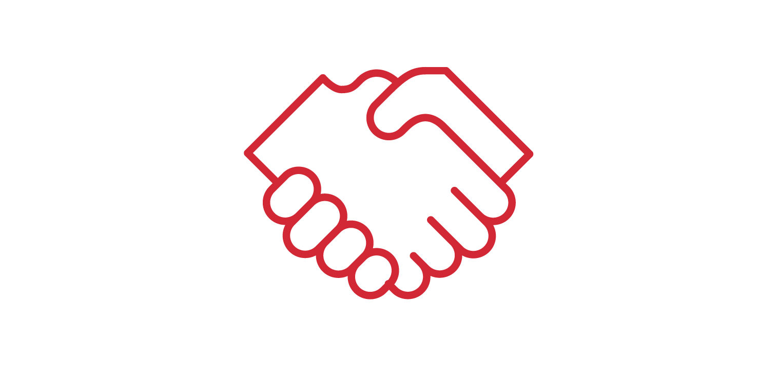 Line drawing of a handshake symbol with the words 'Partnership' and 'Agreement' written on either side.