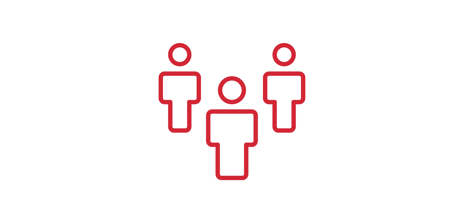 Graphic of three human figures with a keyhole and shield icons, representing security or protection.