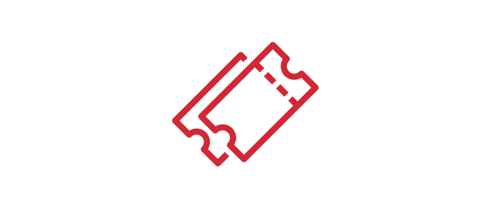 Illustration of two red tickets, one slightly overlapping the other.