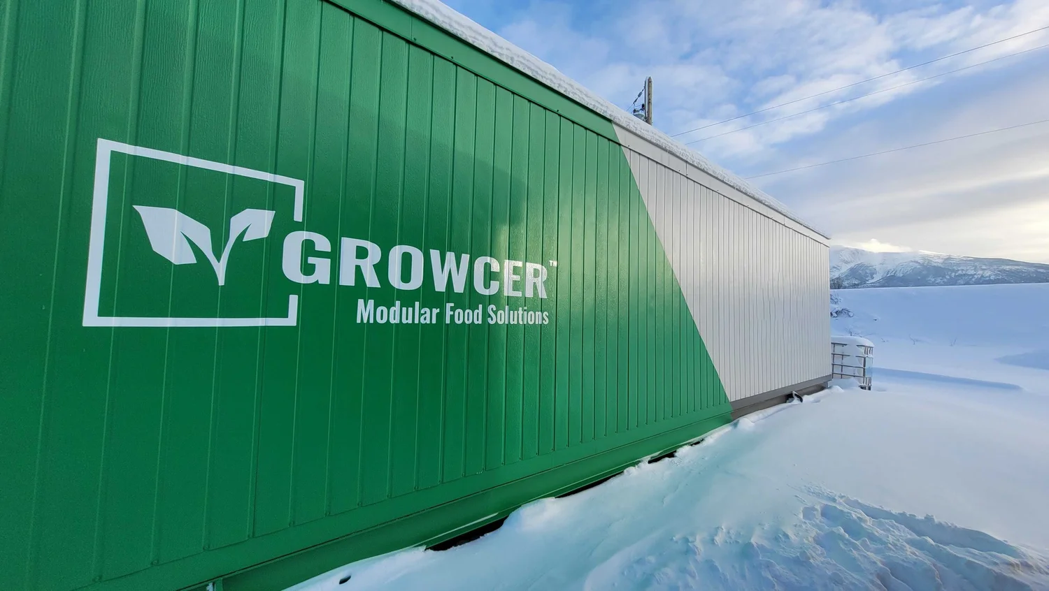 A Growcer Farm operating in deep snow in Valemount, British Columbia