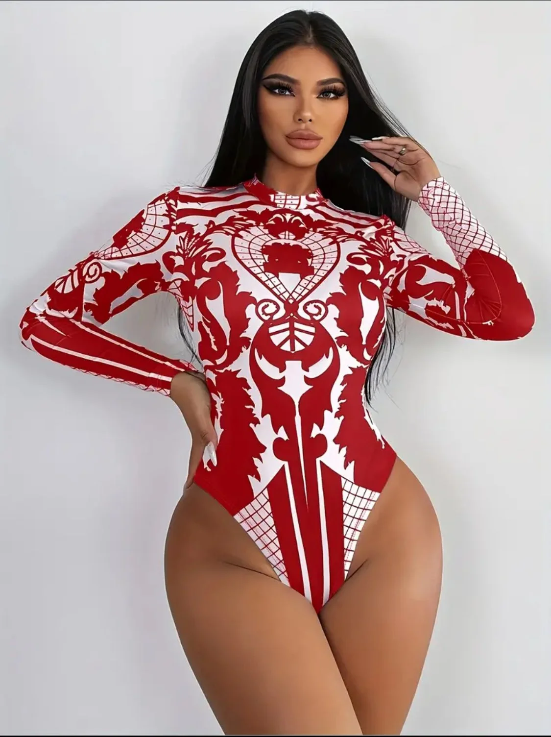 Red and White Body Suit