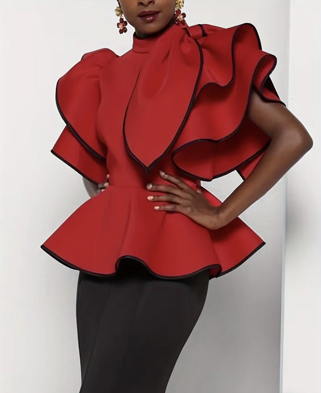 Elegance 3D Bow Waist Cinching Ruffle Sleeve Shirt