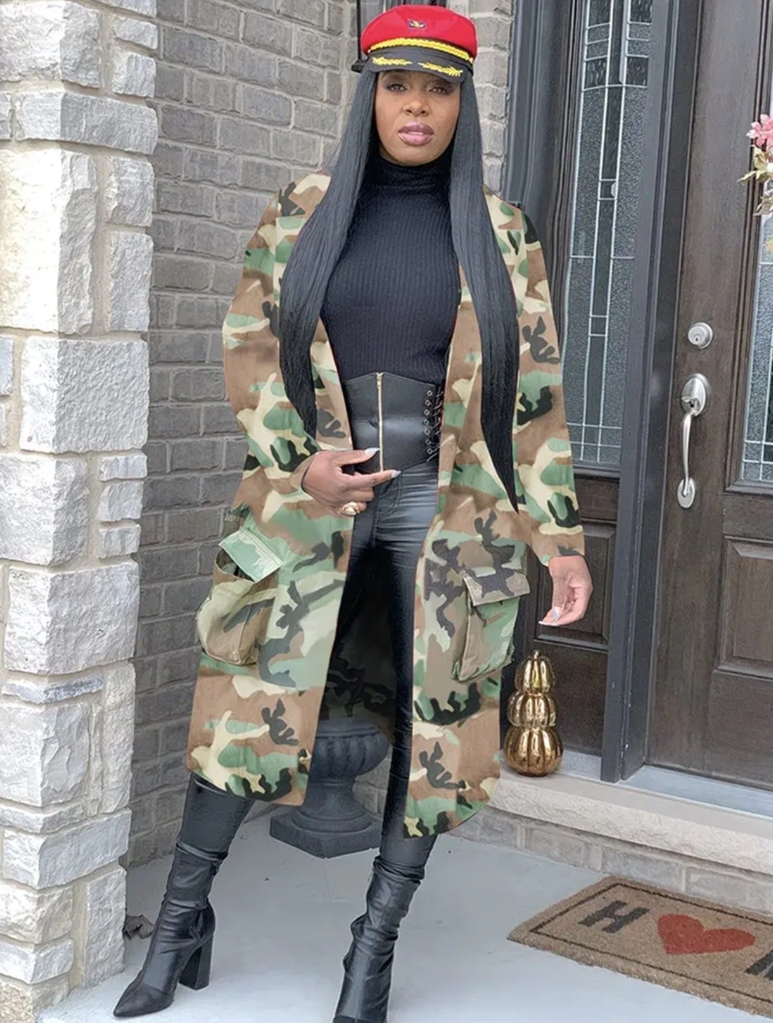 Camouflage Oversized Windbreaker Coat