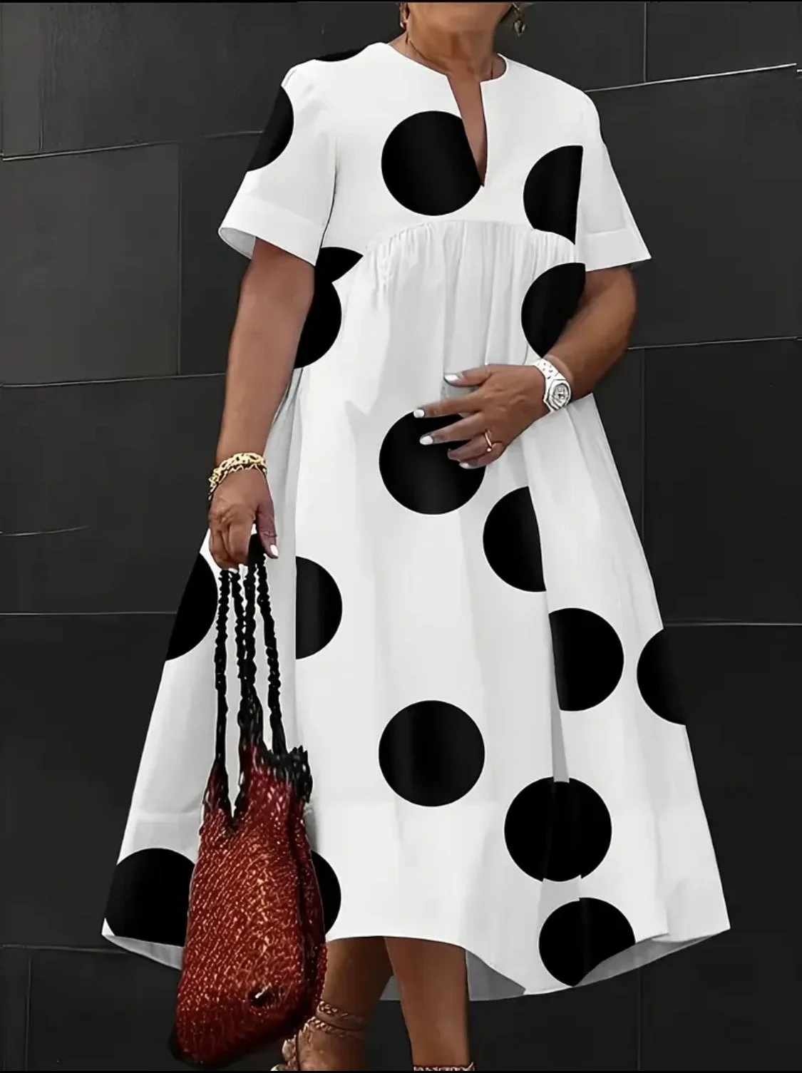 Directional Women's V-Neck Polka Dot Dress