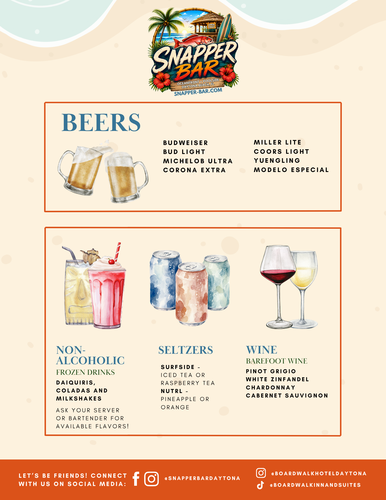 Snapper Bar Menu