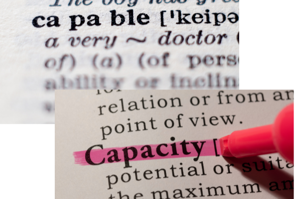 Two dictionary snapshots of capable and capacity.