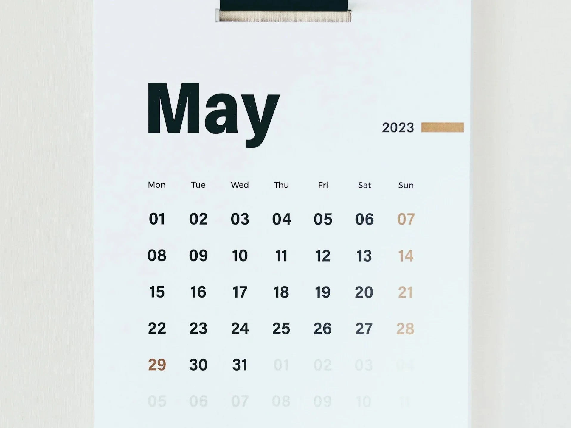 May calendar.