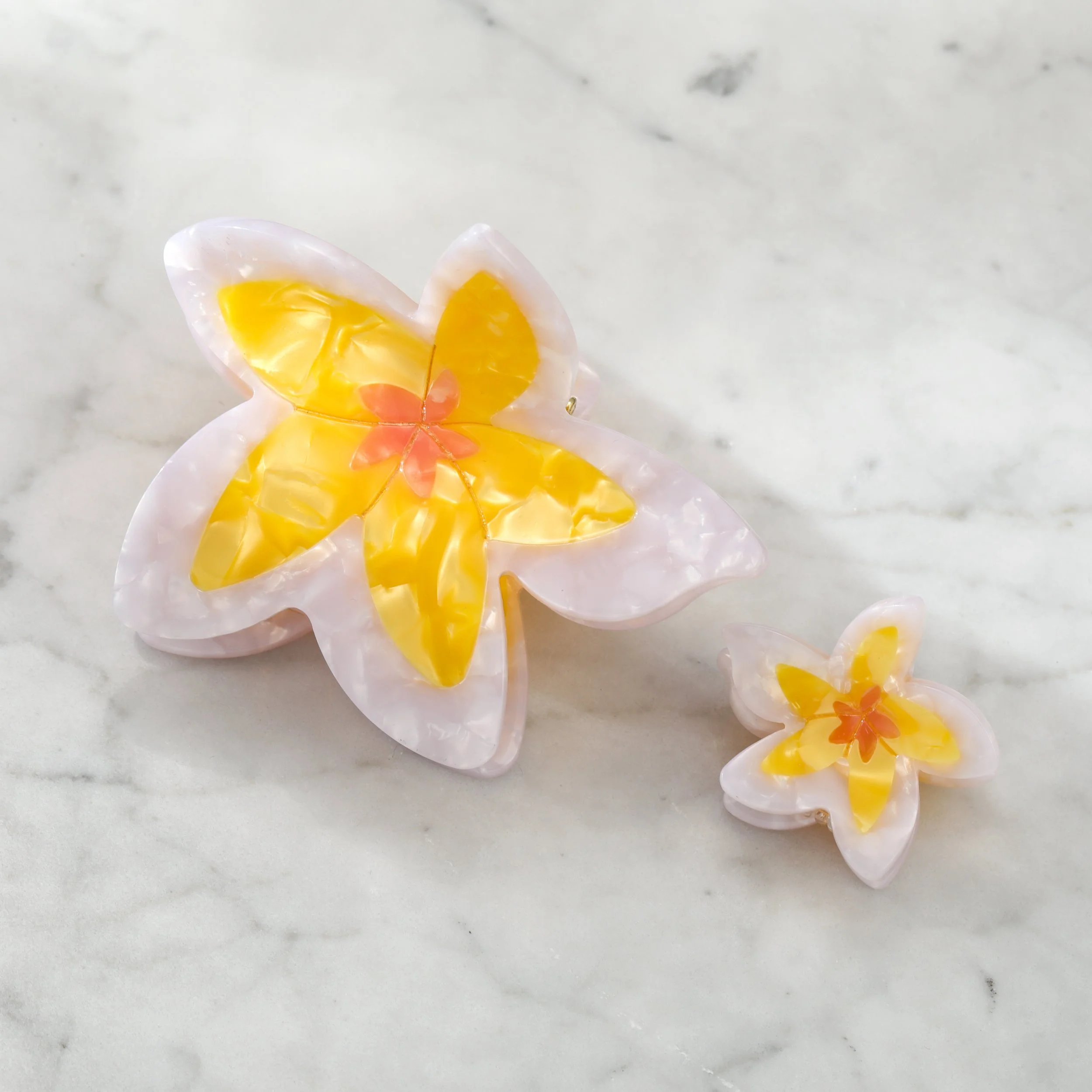 Plumeria Frangipani Flower Hair Clip, Yellow