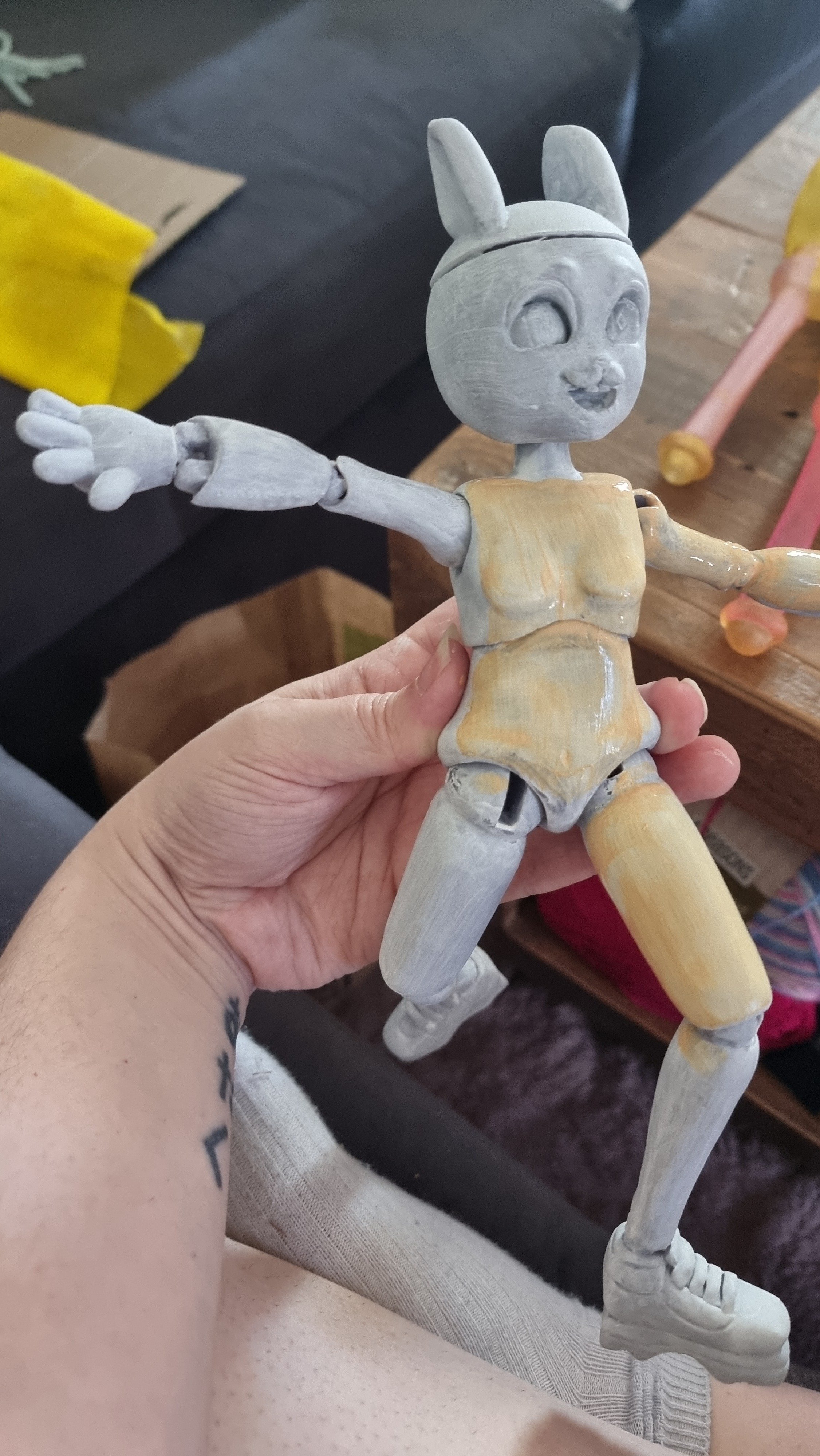 Painting layers of base coat and skin layers