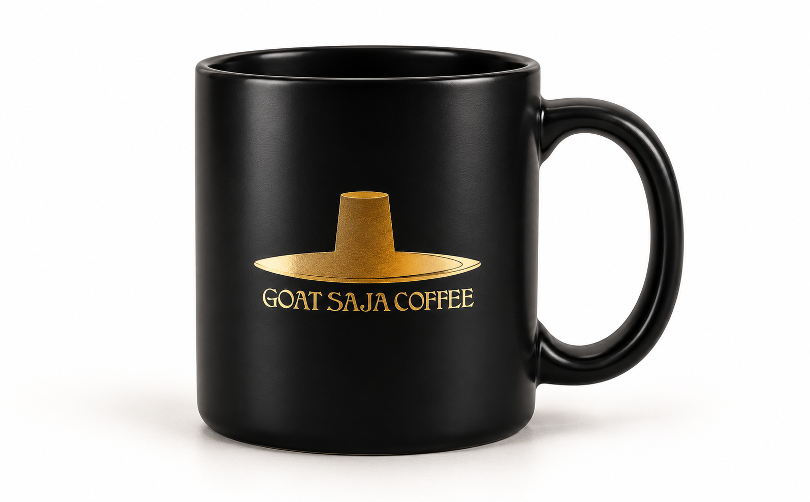 Goat Saja black mug with gold logo.png