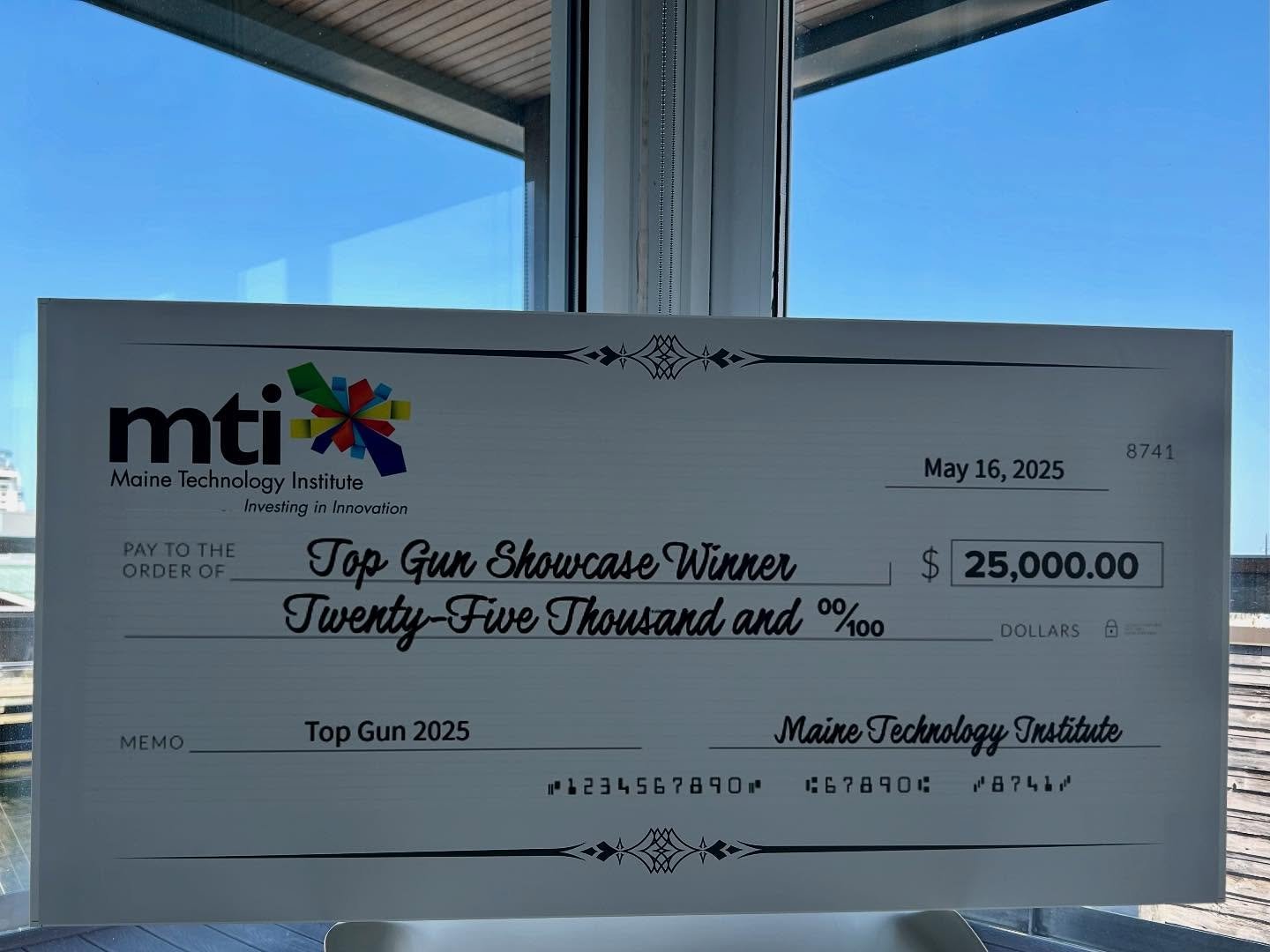TOMORROW’S THE DAY!
We’re gearing up for the MaineEntrepreneurs Summit and just had to show you this beauty — the $25,000 big check that one lucky Top Gun finalist will take home, thanks to our friends at @mainetechnologyinstitute