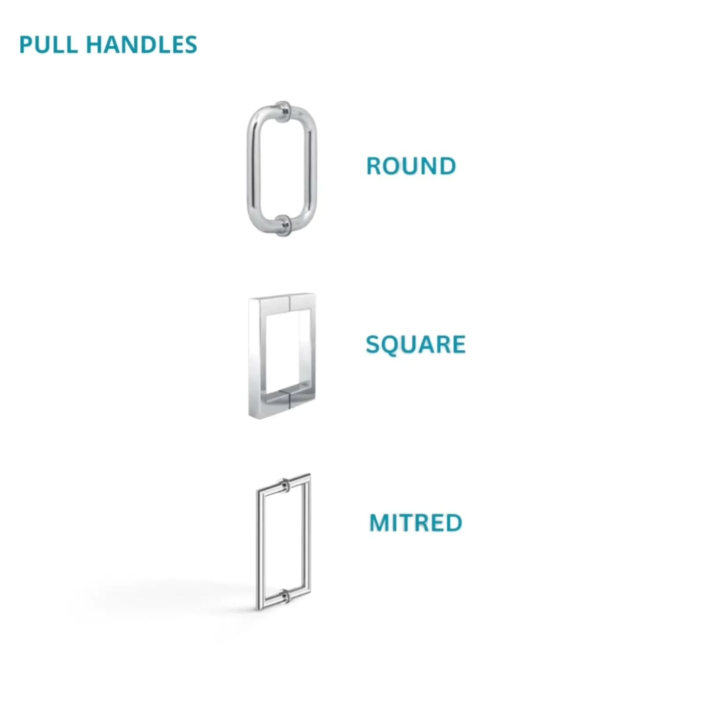 Our most popular 🔥  handles, and towel bar combinations used for shower glass applications.

When we come out to measure your glass we show you the handle/towel options so you can choose which style you prefer.

HANDLE STYLES:

-ROUND (TRADITIONAL)
