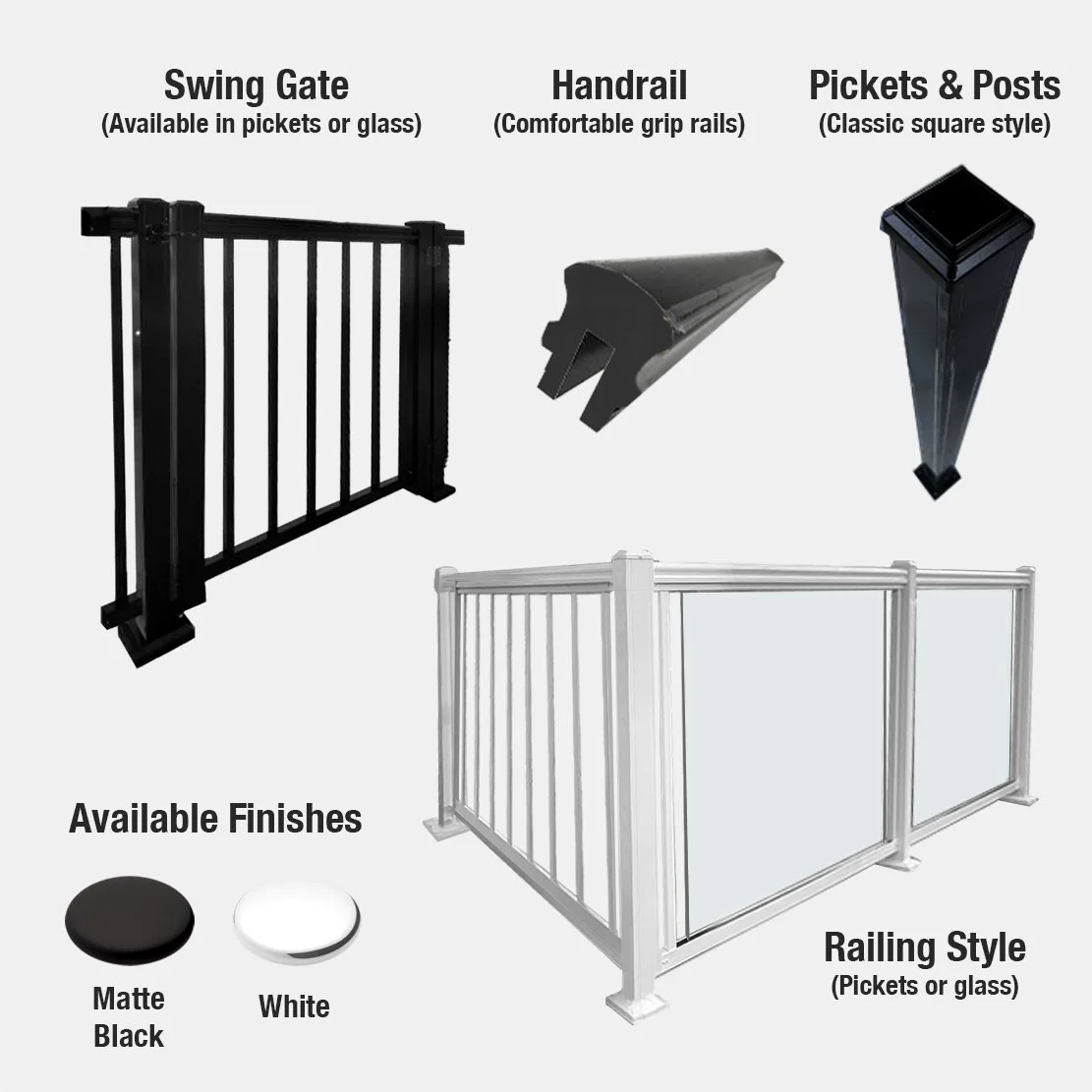 Aluminum railing hardware and finishes, the best on a budget choice.