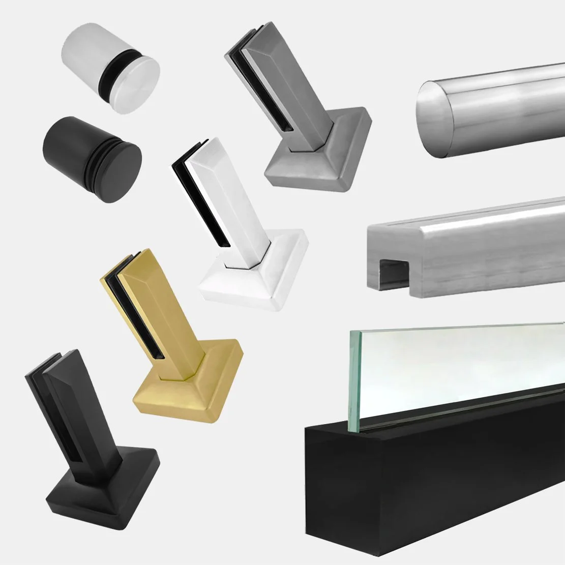 Hardware for glass railings