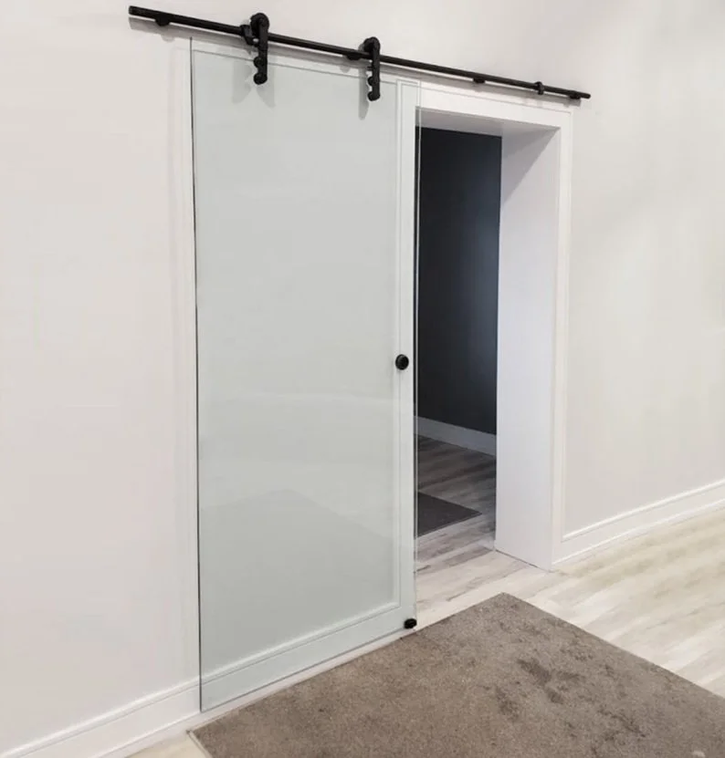 Unique, glass sliding barn door