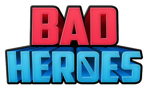 Image with the words 'Bad Heroes' in large, bold red and blue letters.